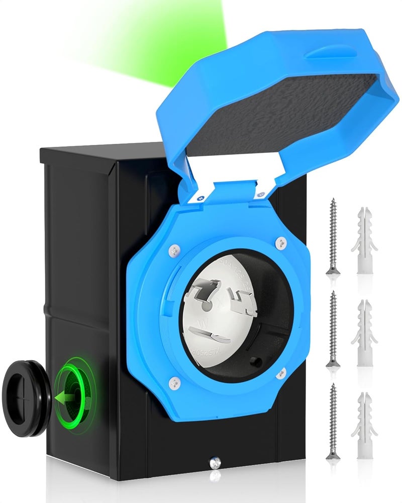 Marsflex 50 Amp Generator Inlet Box, Pre-Drilling NEMA SS2-50P Power Inlet Box for 125/250 Volt, 12500 Watts Generator Power Inlet Box, Weatherproof Outdoor Use with LED Power Indicator, ETL Listed - Image 1